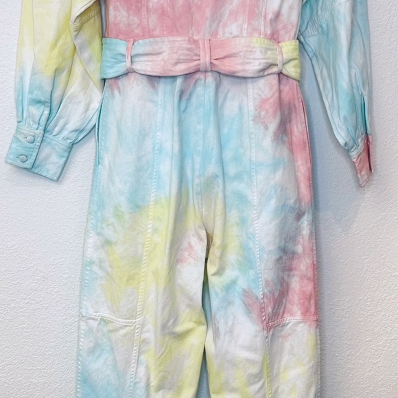 LOVESHACKFANCY Paca Rainbow Jumpsuit Radial Pastel Tie Dye New With Tags Size 4 - Picture 8 of 15